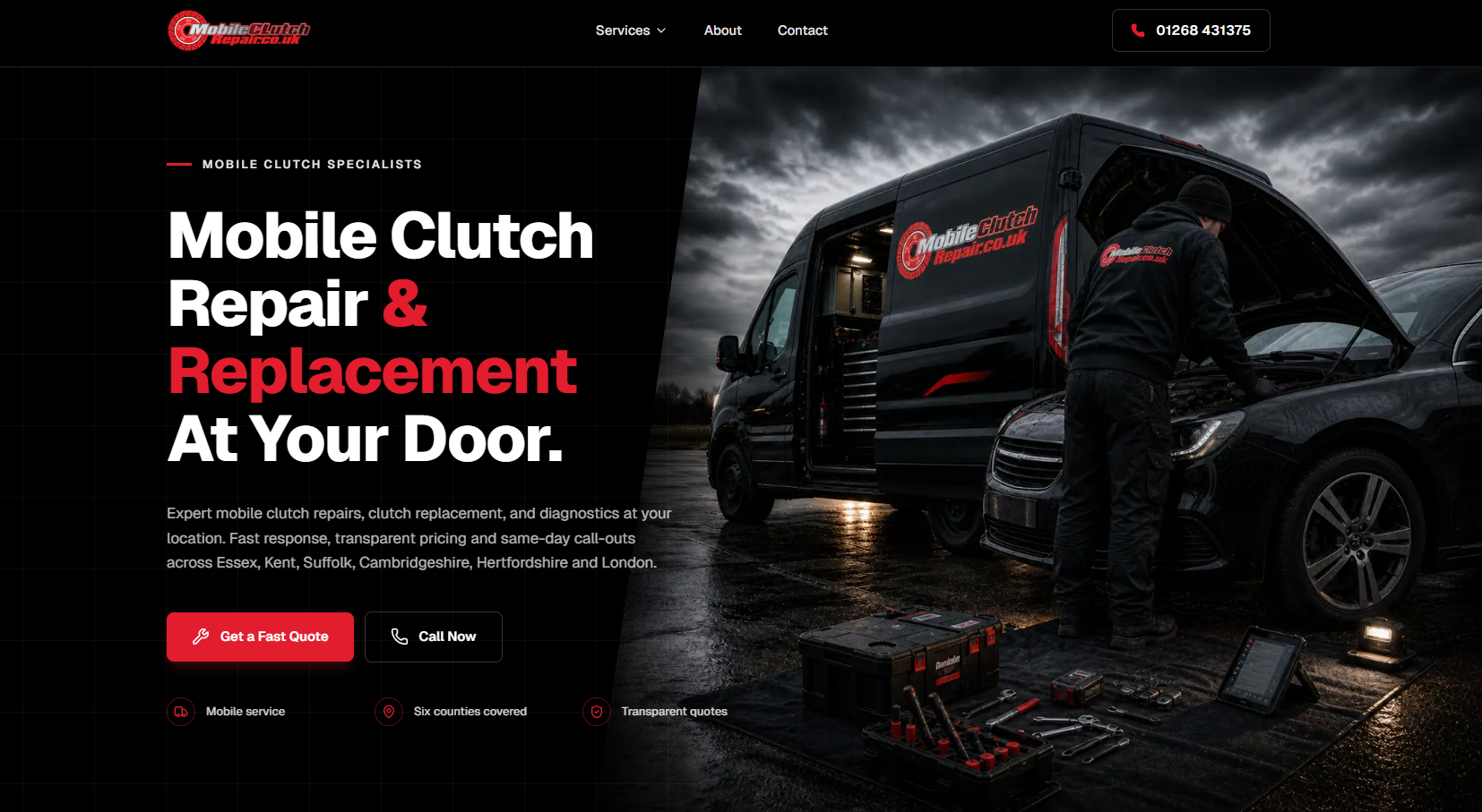 Mobile Clutch Repair website screenshot