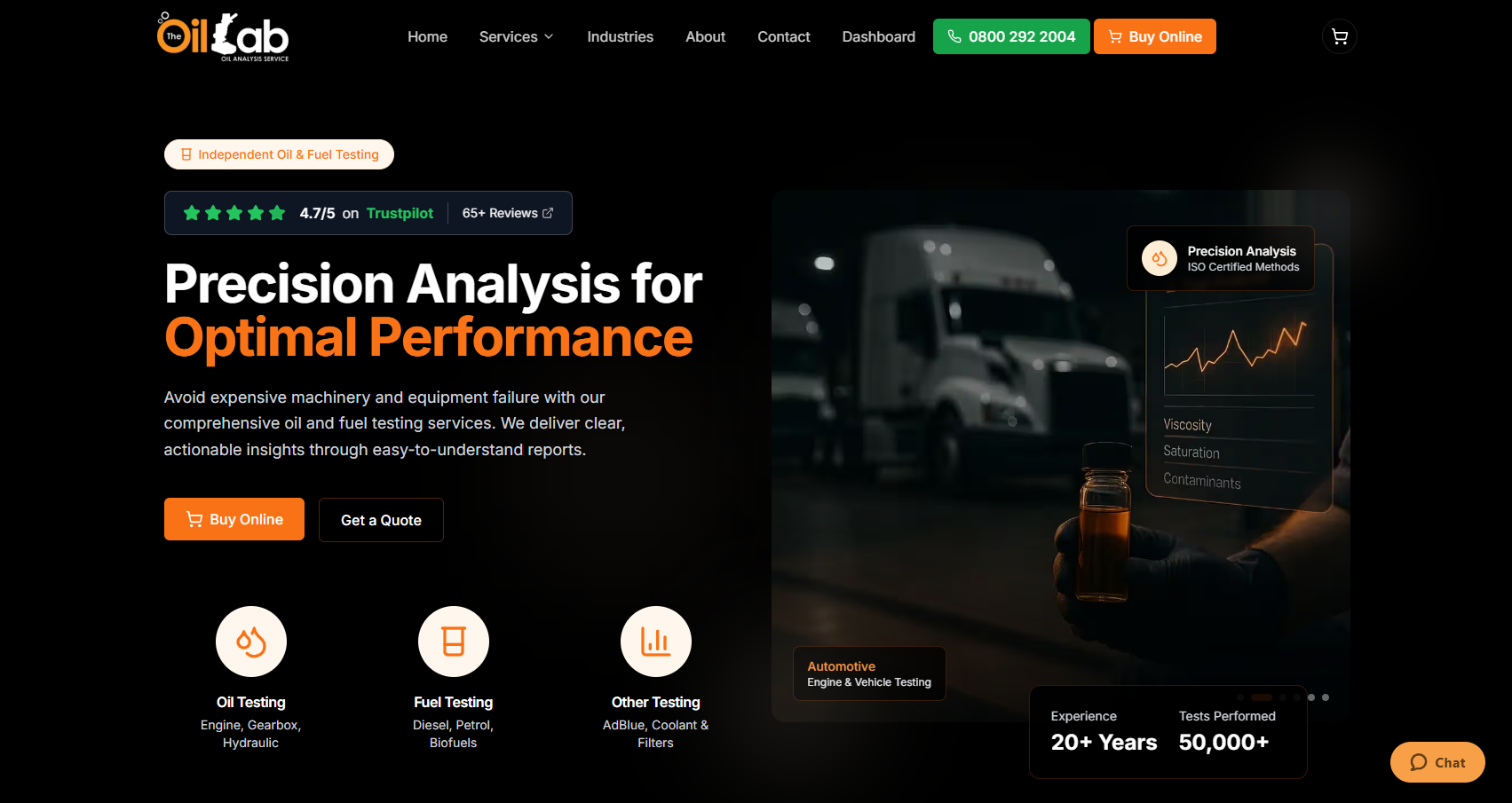 The Oil Lab website screenshot